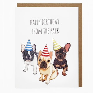 Carte de joyeux anniversaire, carte pour lui, carte bouledogue Français, chiens, carte de groupe, pack d’anniversaire, carte de vœux mignonne - Joyeux anniversaire, du pack