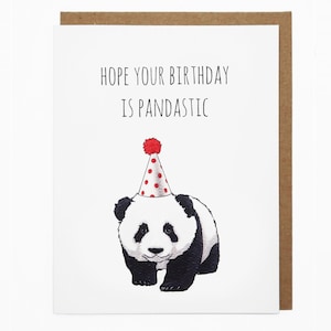 Happy Birthday Card, Panda Card, Kaart voor hem, Verjaardag Hoed, Cute Greeting Card - Hoop dat uw verjaardag Pandastic is