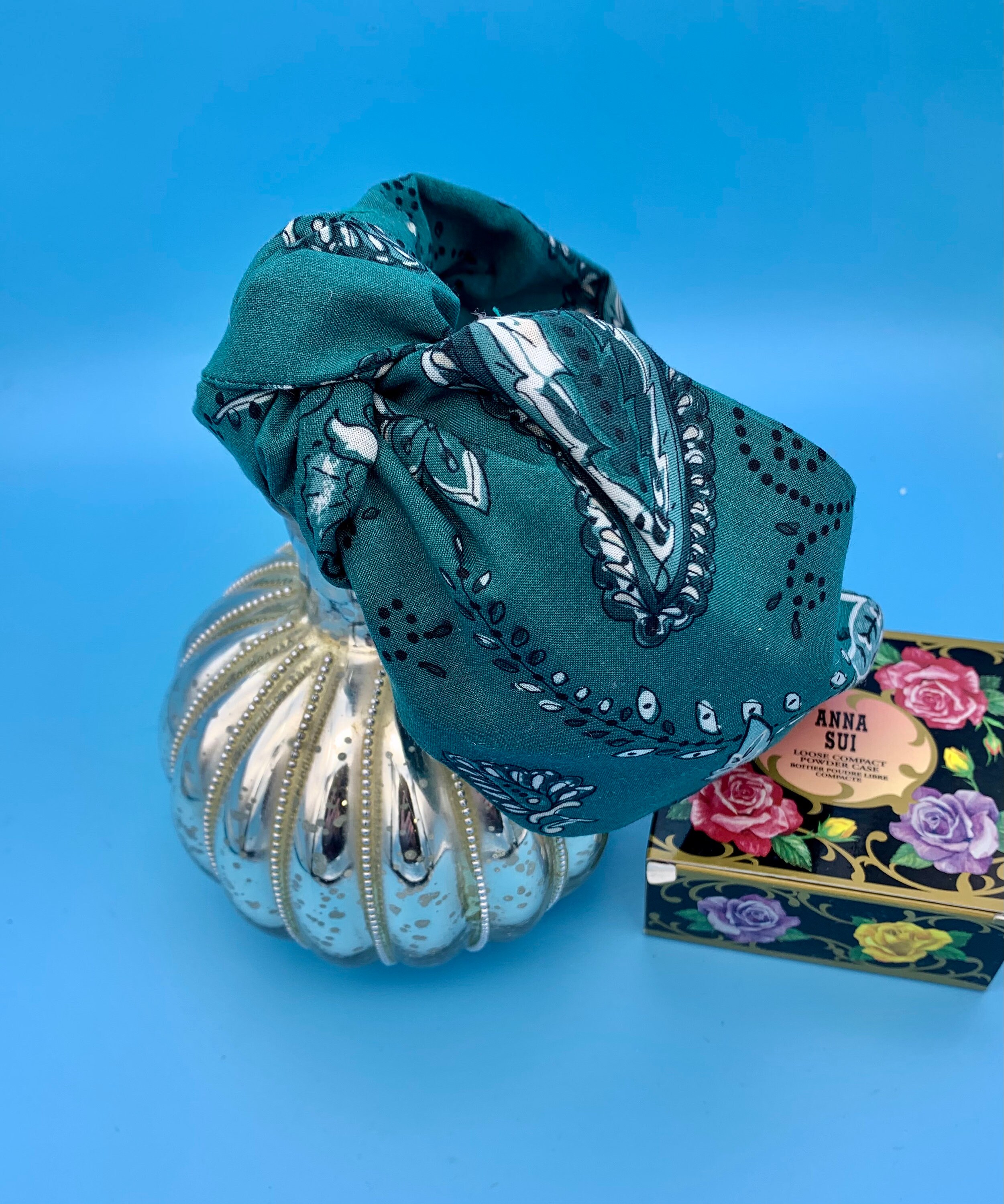 Bandana headband teal bandana fabric headband for women and Etsy
