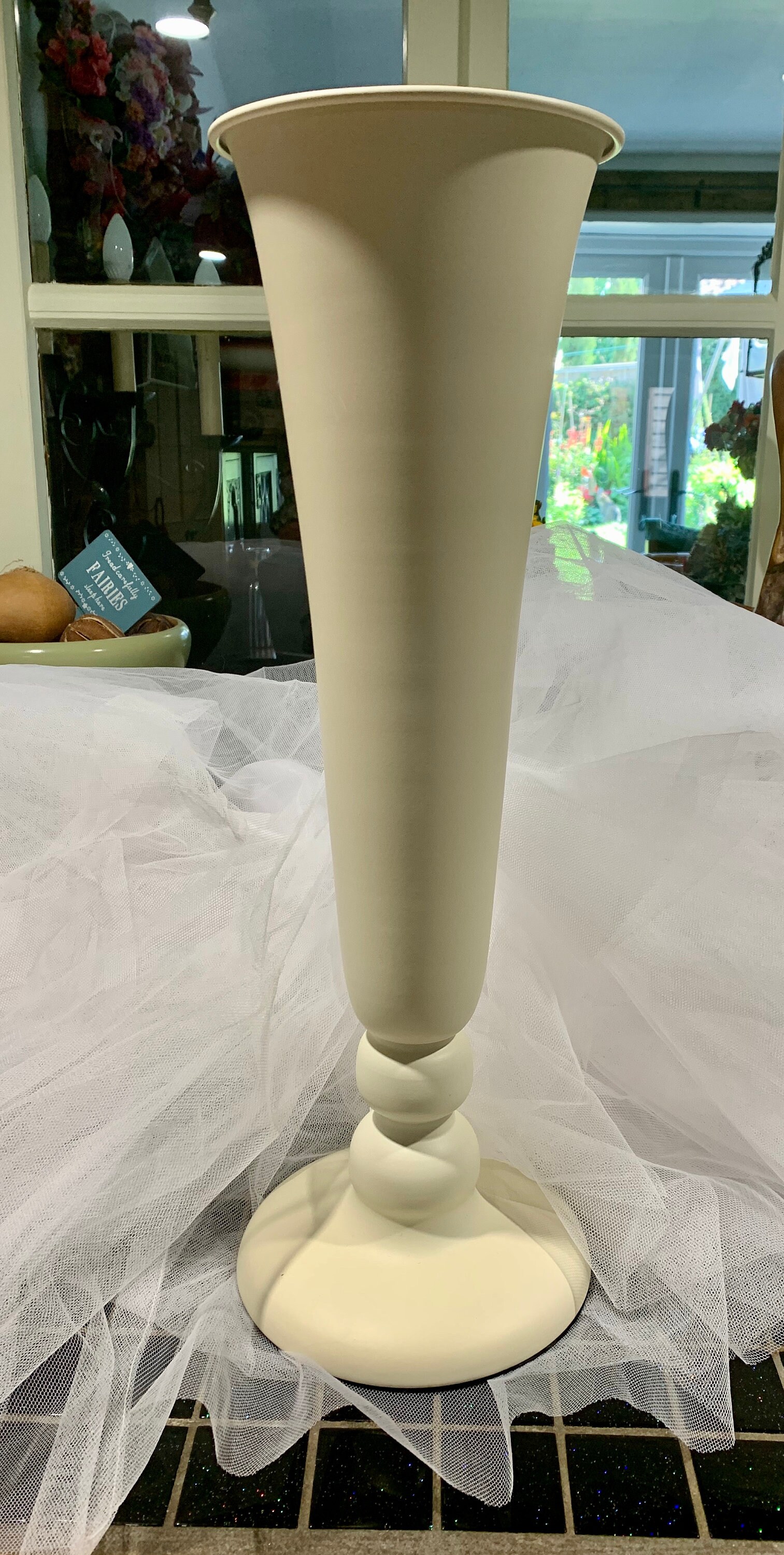 Cream metal new 50cm tall trumpet vase Etsy