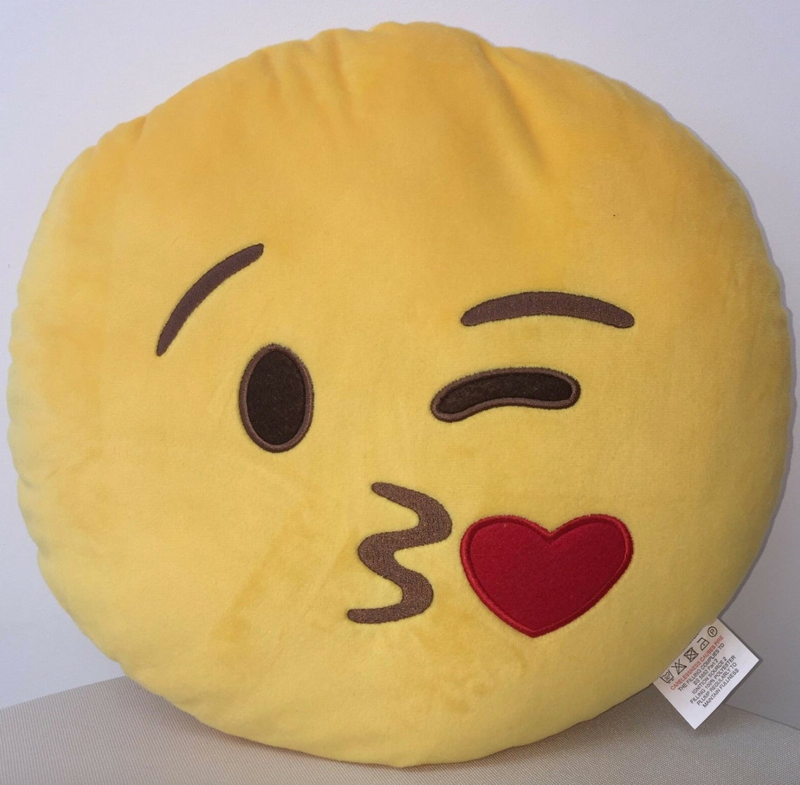 Kissing Face Emoji Cushion Yellow Stuffed Kiss Pillow Smiley Etsy