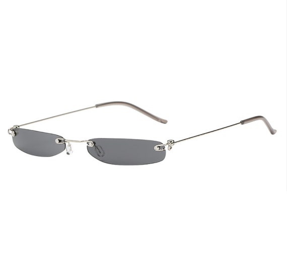 Retro Thin Sunglasses Vintage Frame Slim Glasses Narrow Skinny Party Fancy Dress 80s 90s Wide Hip Hop Festival Cat Eye Rimless Mens Womens