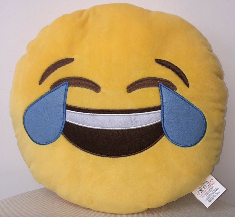 Crying Laughing Face Emoji Cushion Yellow Stuffed Pillow Etsy