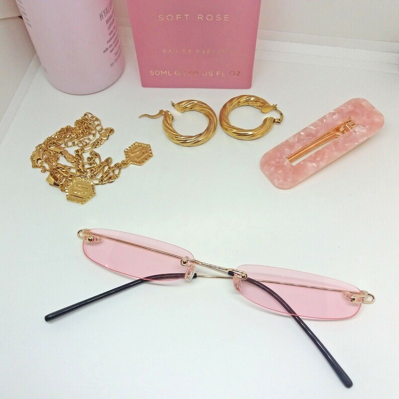 Retro Thin Sunglasses Vintage Frame Slim Glasses Narrow Skinny Party Fancy Dress 80s 90s Wide Hip Hop Festival Cat Eye Rimless Mens Womens