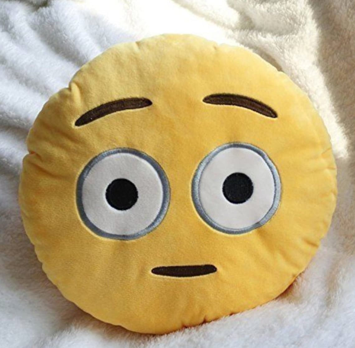 Shocked Face Emoji Cushion Yellow Stuffed Pillow Smiley Etsy
