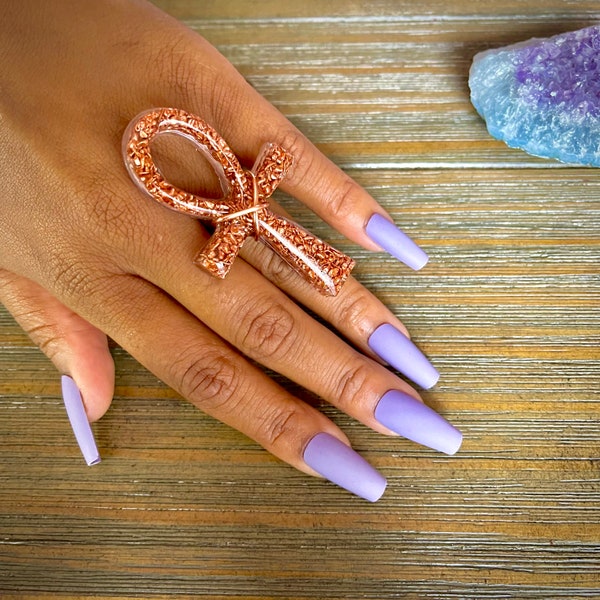 Copper filled Ankh Ring