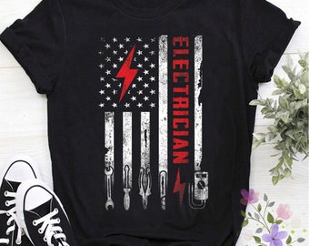 Electrician US Flag Tools for Electricians Short-Sleeve Unisex T-Shirt