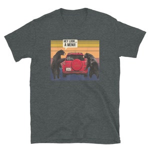 Hey Look A Menu Shirt, Lustiges Camping Shirt, Bär T-Shirt, Stick Family, Wandershirt, Abenteuer Shirt, Unisex Heavy Cotton Tee