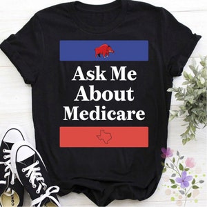 Ask Me About Medicare T-Shirt Unisex Jersey Short Sleeve Tee, Ask Me About Medicare Big Font Fabric