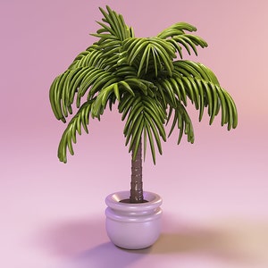 Miniature Palm Tree in Pot STL 1:12 Scale Dollhouse Plant Décor