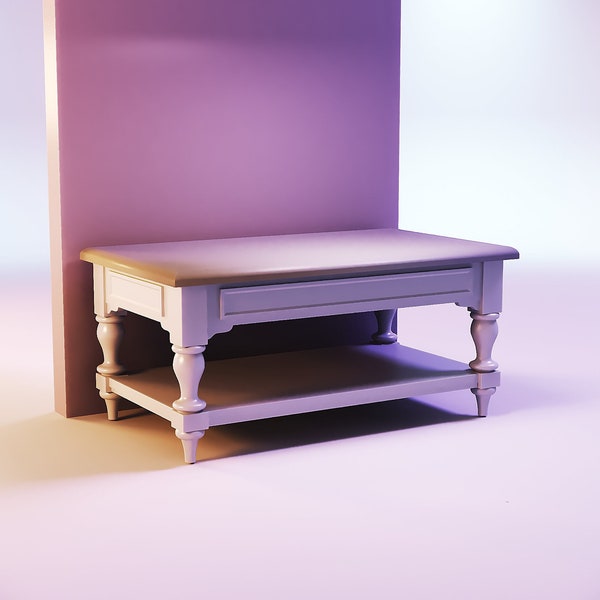 Miniature dollhouse furniture vintage coffee table 3d printed files stl, gabbys dollhouse kit, lol dollhouse supply modern barbie house toy