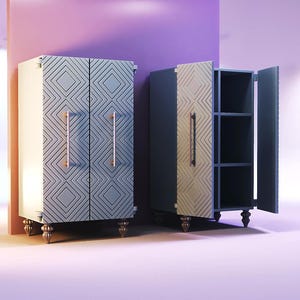 Miniature Wardrobe STL 1:12 Scale Dollhouse Furniture Closet Model