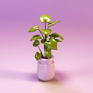 Miniature Flower Pot STL, Dollhouse Plant Decor 3D Print Files, Mini Potted Model