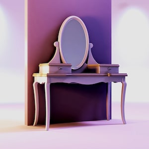 Tocador en miniatura STL a escala 1:12 para casa de muñecas.