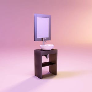 Mueble de baño en miniatura con espejo y mezclador STL a escala 1:12 para casa de muñecas