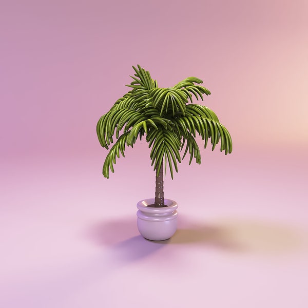 Miniature dollhouse furniture plant palm tree in pot 3d printed files stl, gabbys dollhouse kit, lol dollhouse supply, barbie house toy 112