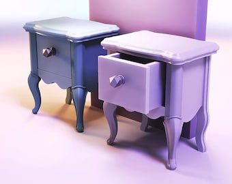 Miniature Vintage Bedside Table STL, Dollhouse Furniture 3D Print Files, Mini Nightstand
