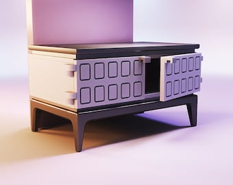 Miniature Dollhouse TV Table Media Console STL Files for 3D Printing 1:12