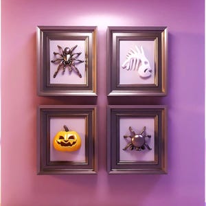 Miniature Halloween Frames STL, Dollhouse Wall Decor 3D Print Files, Spooky Mini Set