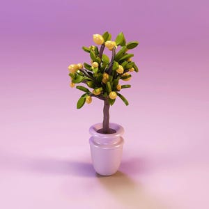 Miniature Lemon Tree in Pot STL 1:12 Scale Dollhouse Plant Decor