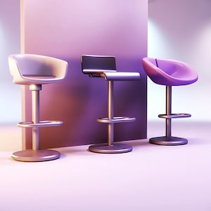 Conjunto de banquetas de bar em miniatura STL, arquivos para impressão 3D de móveis para casa de bonecas, mini cadeiras de bar