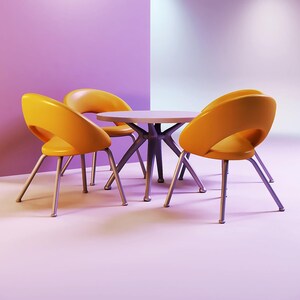Juego de mesa y sillas de cocina STL a escala 1:12, muebles para casa de muñecas, modelos imprimibles