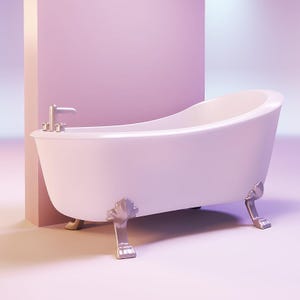 Miniature Bath with Faucet STL 1:12 Scale Dollhouse Furniture Modern Mini Bath