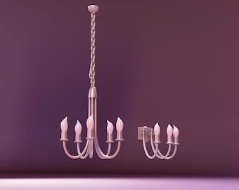 Miniatuurplafondlamp en wandkandelaar STL 1:12 poppenhuisverlichtingsset
