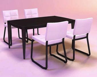 Mini dollhouse table & chair STL, 1:12 scale furniture model