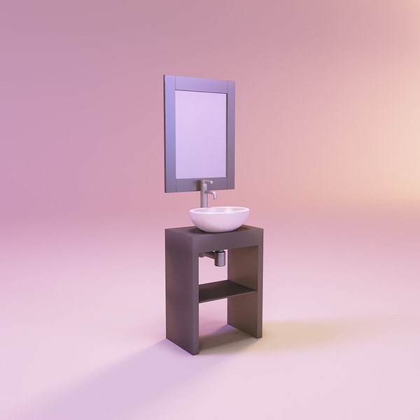 Miniature dollhouse furniture Sink, Cabinet, mirror, mixer bath 3d printed files stl, gabbys dollhouse kit, dollhouse supply, barbie house