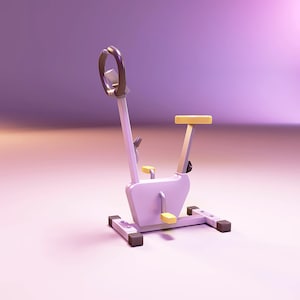 Bicicleta ergométrica em miniatura STL, escala 1:12, para casa de bonecas, mobiliário e equipamentos esportivos.