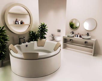 STL 3D Print File - Dollhouse Bathroom Set - 1:12 Scale Jacuzzi