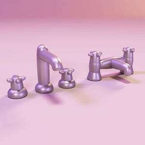 Miniature Bathroom Faucet Set STL 1:12 Scale Dollhouse Furniture Accessories