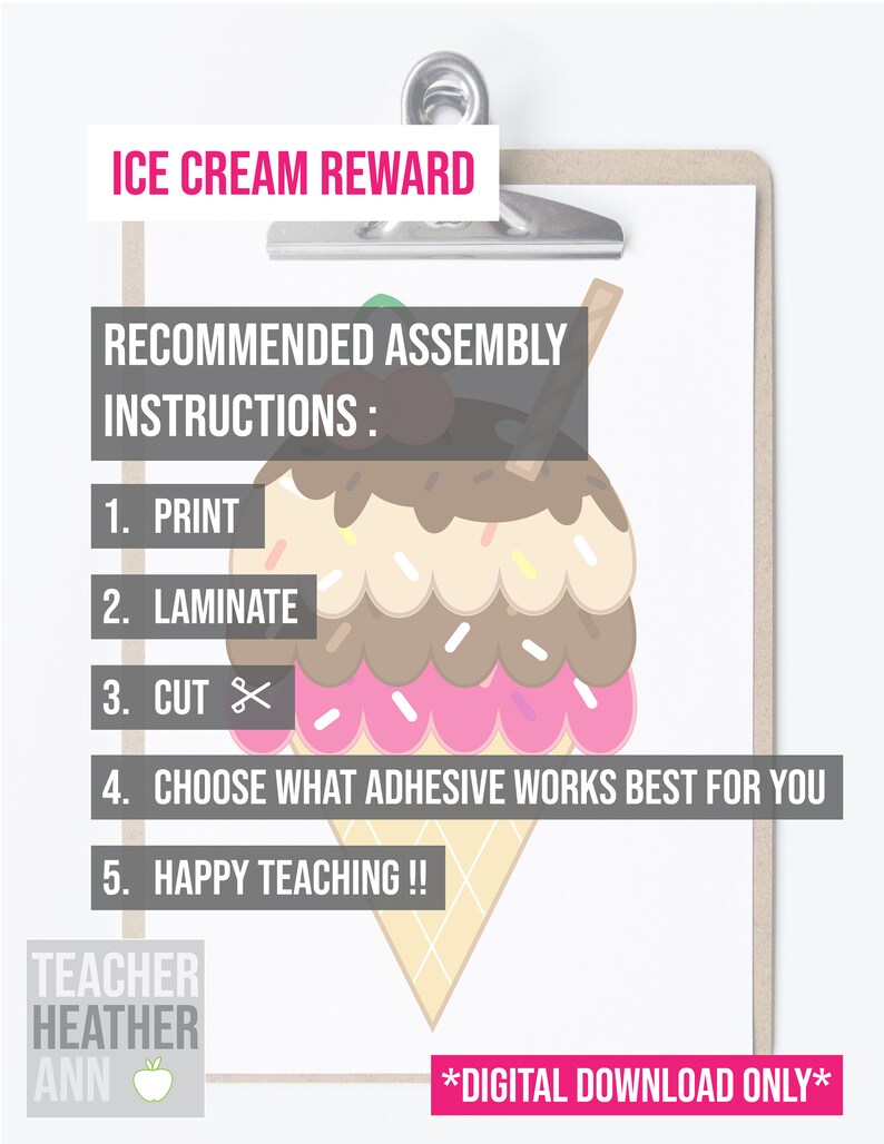 Ice Cream Reward System Printable Digital Download | Etsy