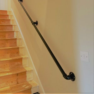 Custom-Made Industrial Vintage Stair Hand Rail: Cast Iron, Urban Retro & Handmade Steel Rustic