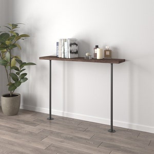 Rustic Chunky Console Table \ Solid Wood Narrow Rustic Console Table with pipe Legs