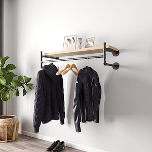 Minimalist  Heavy duty wall mounted clothes rack, Wall mounted clothes rail,wall Garment rack, Scaffold boards not included