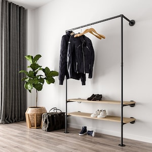 Industrial pipe clothing rack  Clothes storage system Made to order Durable and stylish Scaffold boards not included