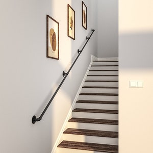 Industrial Stair Handrail - Bannister & Brackets - Cast Iron Vintage Urban Rail - Retro Wrought Iron - Handmade MADE TO ORDER