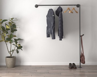 Industrial design Garment rack,Clothes storage system Industrial pipe clothing rack Made to order Durable and stylish