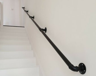 Stair hand rail, Bannister, handrail & brackets, cast iron, industrial, vintage , urban rail, retro, wrought iron, hand made