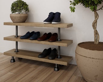 Entryway Shoe Organizer, Shoe Rack, Entryway Bench Vintage Shoe Organizer Made to Order.