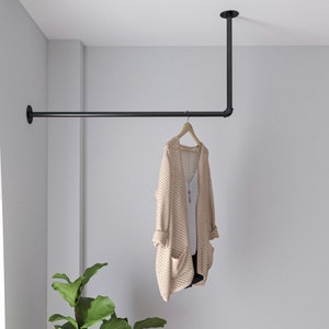 L-Shaped Corner Clothes Rail - Wall-Mounted Steampunk Industrial Hanger