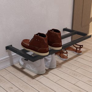 Minimalist Wall-Mounted Shoe Rack made of Square metal  shoe organizer, The listing is for one shoe rack