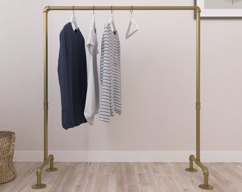 Elevate Your Space with a Luxurious Gold Pipe Freestanding Clothes Rail