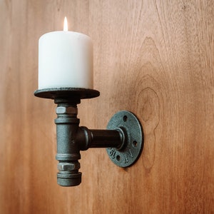 Rustic Wall Candleholder, Candleholder, Custom Candleholder, Pipe Candle Holder, Urban  style Candle Holder