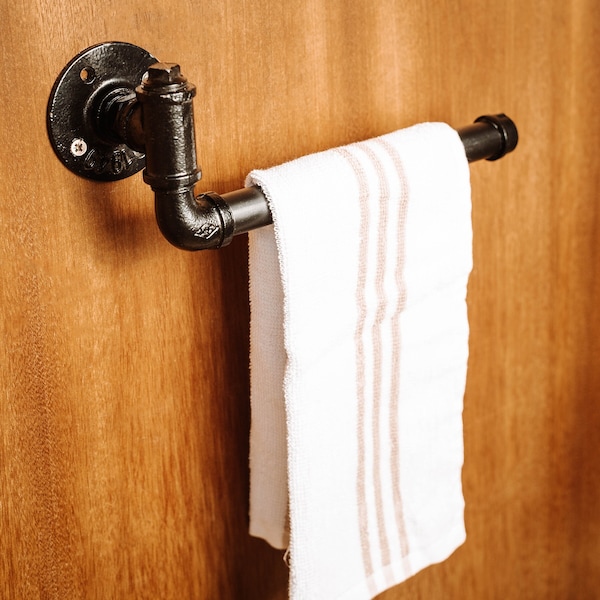 Industrial Pipe Towel Bar, Bathroom Towel Hook, Iron Pipe Towel Holder, Towel Grab, Bathroom Robe Bar, Pipe Door Pull, Hand Towel Holder