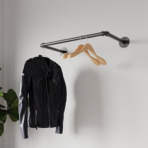 Wall Mounted Industrial Pipes Clothes Hanging Pole Rustic Iron Clothes Rack Garment