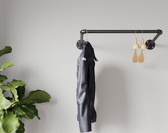 wall mounted clothes rack, Wall mounted clothes rail, Pipe rack, Garment rack, Clothes hanging rack, Hanging rail, Cloth rack Shop display