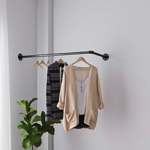 Industrial  Corner clothes rail  clothes hanger wall mounted rail , Steampunk design Industrial clothes rail